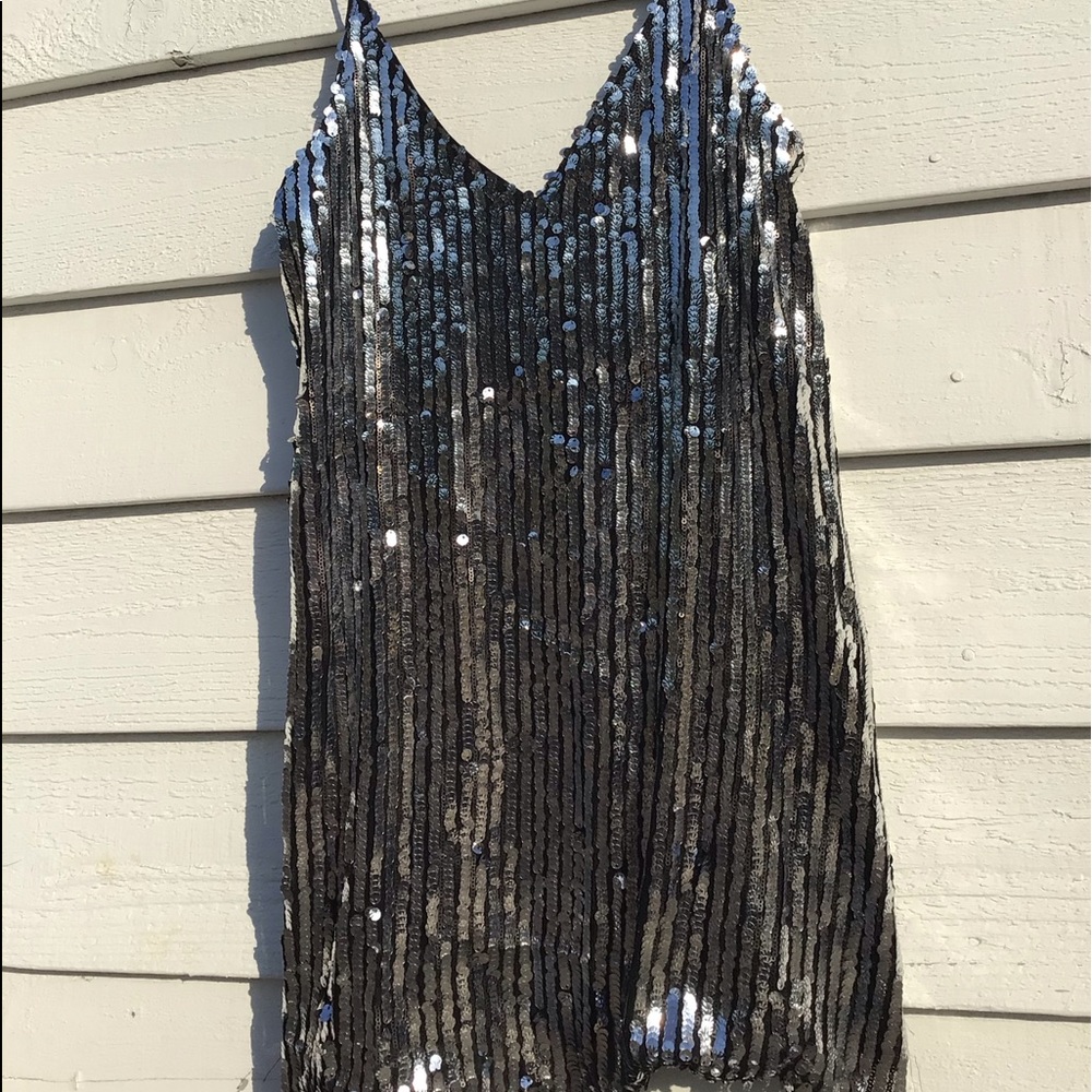 Sparkly silver mini dress